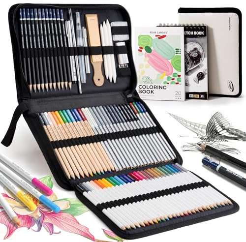 Four Candies 87ct Sketching Kit for Artist Gifts, Art Supplies, Drawing Set