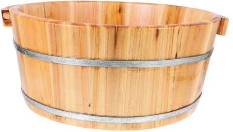 LOLIPPYY Seau Pour Bain De Pieds En Bois Poignée Élargie, Bassine Multifonctionnelle Pour Lavage Des Pieds Et Siège, Taille Moyenne, Usage Domestique, Seau Lave-pieds Réutilisable