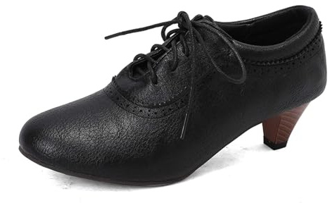 Pumps dam eleganta klackskor – breda fötter skor mindre med klack bröllopsskor sommar dansskor bekväma halvskor damskor traditionella skor högklackar för remmar Dirndl, svart, 41 EU