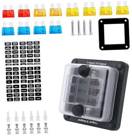 Alipis Kit Fusibili Auto Scatola Fusibili Marino Coperchio Realizzata in Resistente Temperature Fissaggio Vite Autofilettante Facile Installazione e Sicurezza