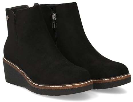 shoes&blues.es 97017 Botin de Cuna Estampado Liso para Mujer. para Uso Diario, Cierre de Cremallera Interior Ideal para la Temporada de Otono Invierno. Negro Talla 38