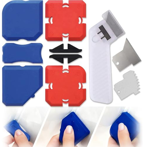 11-Piece Silicone Sealant Tool Set,Caulking Tool with Storage Box,Profiling and Sealing Tool for Sink Joint, Toilet, Kitchen, Bathroom, Window, Floor
