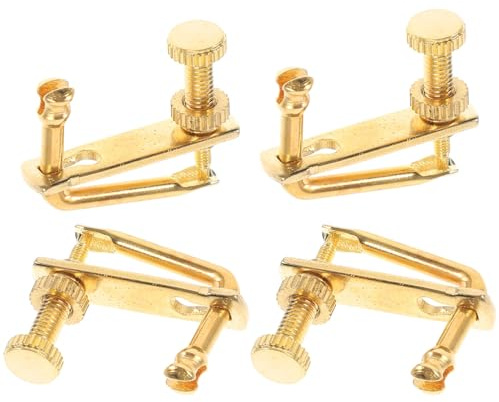 4 Stück Geigensaitenversteller aus Legierung, Feinstimmer für Violine | Gold, Geeignet für 4/4 und 3/4-modelle, Kleines Format, Leicht und Einfach zu Montieren