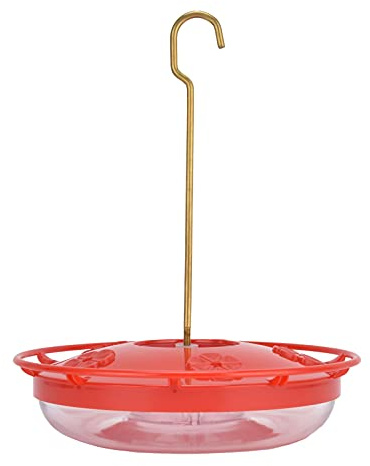 Courtyard Shaped Bird Feeder Transparent Hanging Bird Water Feeder for Garden Terrace Outdoor Use Durable Plastic 19.5x19.5x4.5cm (Red)