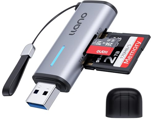 llano Lector de Tarjetas SD USB A, Micro SD USB 3.0 Card Reader(5 Gbit/s) | Doble Ranura, Lector de Memoria USB A 2 en 1 para SD, SDHC, SDXC. Compatible con computadora, PC, portátil y cámara Digital