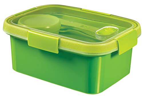 Curver | Smart Lunch Box rect 1.2L avec Couverts 20,3x15,4x8,8 cm Vert