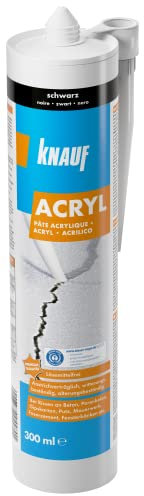 Knauf Maler-Acryl zum Abdichten von Dehnungs- und Anschluss-Fugen – umweltfreundliche Fugen-Masse zum Verfugen von Fenstern, Türen, Mauer-Werk, Putz, Beton, Rollladen-Kästen uvm., 300-ml, Schwarz