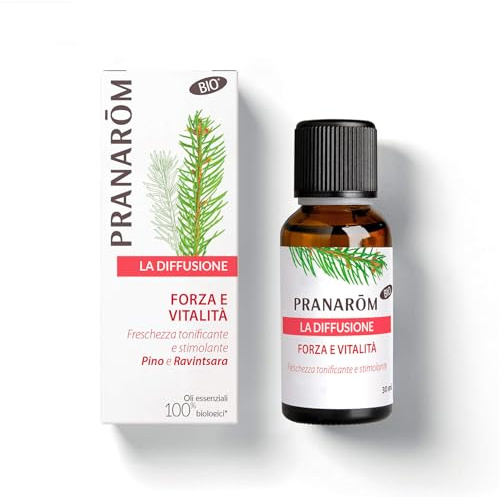 PRANAROM Aceite Esencial Fuerza y Vitalidad Difusión 30 ml – Energizante | Sinergia energizante para difusor. Mejora el ánimo y aporta vitalidad con notas de pino marítimo.