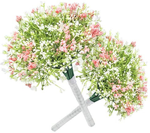 cn-Knight Künstliche Blumen, 2 Stück, 31cm, Babyduft, künstliche Gypsophila für Hochzeit, Brautstrauß, Brautjungfer, Heimdekoration, Geschenk für Einweihung, Büro, Empfang, White&pink