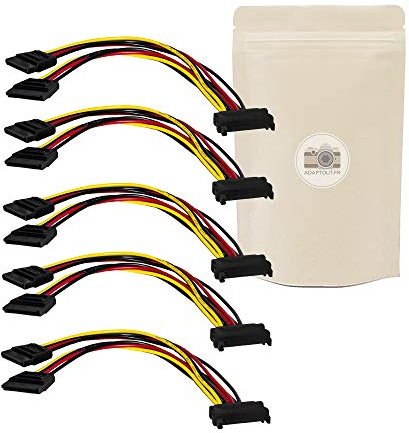 X5 SATA FLEXIBLE CABLE POWER DUBBINDER 20CM Cable Dispatter para PC ATX MINI ATX MICRO ATX 1 Macho a 2 hembras - Marca Francesa Adaptativa