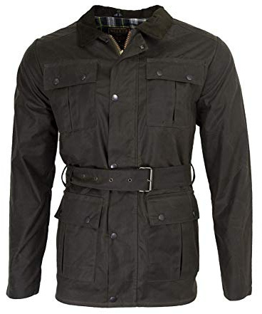 WALKER AND HAWKES - Giacca Cerata in Stile Motociclista - Impermeabile - con Cintura e 4 Tasche - Uomo