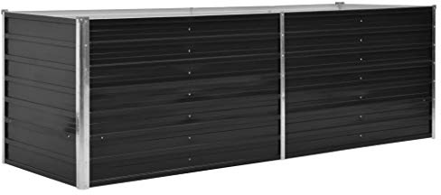 Festnight Hochbeet Blumentopf Pflanzkübel Blumenkasten Pflanzkasten Metall Pflanzbeet Gartenbeet Frühbeet Garten Blumenhochbeet für Terrasse & Garten Anthrazit 240 x 80 x 77 cm Verzinkter Stahl