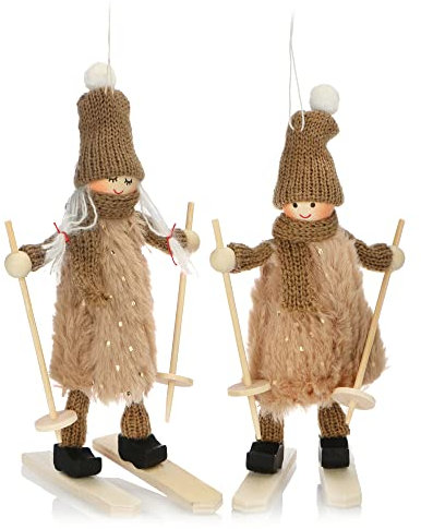 com-four® Premium Weihnachts-Figur für die Weihnachtsdeko, Skifahrer-Figuren als winterlicher Dekoartikel, Raumschmuck oder Geschenk (02 Stück - Skifahrer)