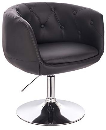 SVITA Panama Retro Loungestuhl Polsterstuhl Cocktailsessel Schwarz Kunstleder Indoor Lounge höhenverstellbar Tellerfuß