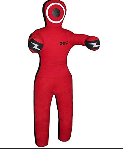 Zus Combat Mannequin d'entraînement / de lutte (debout), judo, jiu-jitsu brésilien, arts martiaux, lutte, Muay Thai, sac de frappe, entraînement de coups de pied et de fitness, vide (rouge, 4)
