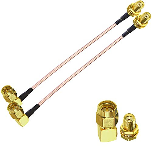 TUOLNK 2er Pack 6 Zoll SMA Buchse zum rechtwinkligen SMA Stecker RF Koaxialkabel SMA Buchse zum SMA Stecker rechtwinkliges Koaxialkabel RG316 Antennenverlängerungskabel SMA Kabel Buchse zum Stecker