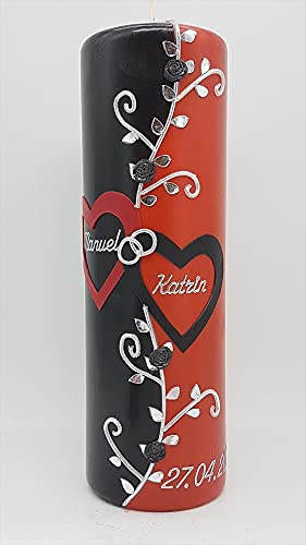 Hochzeitskerze Gothic Style H-106 in vers. Farben inkl. Namen und Datum