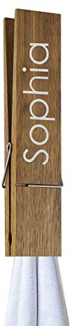 Jinlinjew Molletta Jumbo Nome Personalizzato Molletta da bucato in Legno Porta Asciugamani Mollette giganti Decorazione di Nozze Regalo Artigianato Fai da Te per la Lavanderia del Bagno