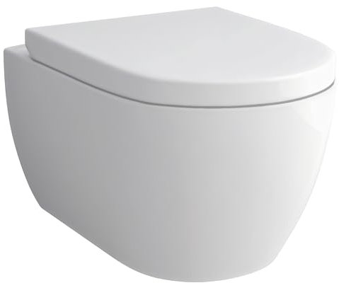Alpenberger WC suspendu sans bord | Couvercle de toilette mural en céramique avec système d'abaissement automatique | Cuvette WC invités | Cuvette de toilette compatible Geberit (6200)