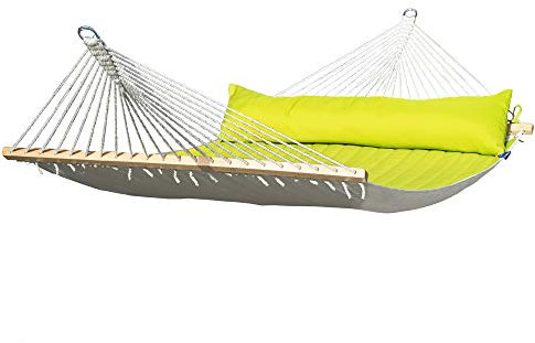 Potenza Outdoor Panama Hängematte 210 x 140 cm, Stabhängematte, Doppelhängematte Belastbarkeit bis 200 kg (Grün)