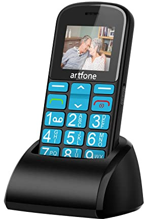artfone Seniorenhandy ohne Vertrag | Dual SIM Handy mit Notruftaste | Rentner Handy große Tasten | 2G GSM Handy | Großtastenhandy mit Ladestation und Kamera|1400 mAh Akku Lange Standby-Zeit,Blau