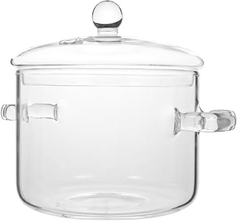 Vaguelly Macetas Olla De Vidrio Olla De Vidrio Transparente Cacerola Con Tapa Olla Fuego Lento Olla Para Estofado Utensilios De Cocina De Doble Microondas Estufa Apta Para Lavavajillas
