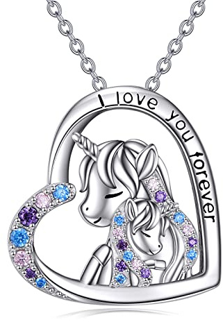 Sterling Silber Tier Halskette Hochland Kuh/Katze Schmuck für Damen Frauen | Axolotl/Elefanten/Einhorn/Dinosaurier/Eule Anhänger Kette Schmuck Geburtstag Weihnachten Geschenk für Damen Frauen Mädchen