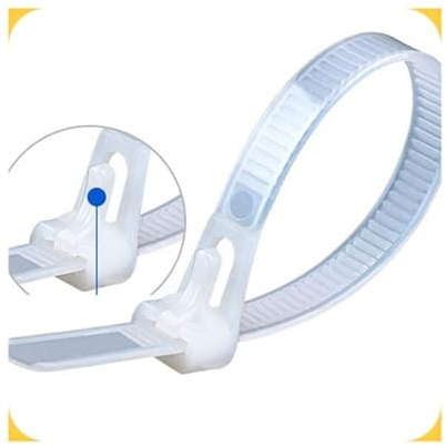 Collier de Serrage Réutilisable Plastique,100 Pièces Attache de Câble Reutilisable en Nylon,Blanc Noir Vert Voiture 400mm 500mm Zip Ties White Black,Gestion des Câbles Bureau ( Color : White , Size :