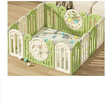 ZKIPRM Laufstall Baby mit Matratze, Laufstall Baby Faltbar, Baby Laufgitter XXL mit Kindersicherung, Verstellbare Form, Spielmatte, Faltbar für Die Lagerung, Anti-Rutsch-Einstellungen (12 Paneele)