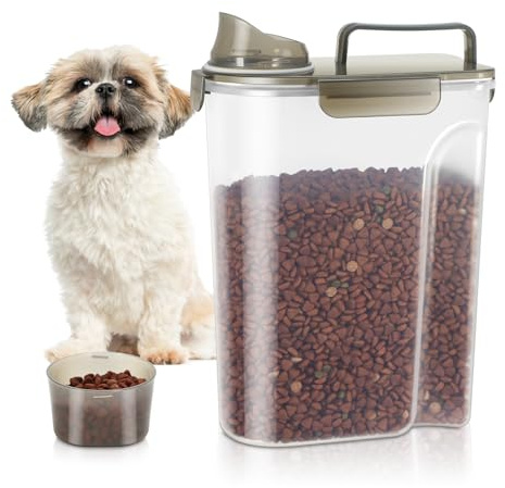 TBMax Hundefutter-Aufbewahrungsbehälter, 5 l, tragbarer Tierfutterbehälter mit Deckel und Messbecher, BPA-freier Kunststoff, luftdichter Lebensmittelbehälter für Katzen/Hunde, Outdoor/Reisen
