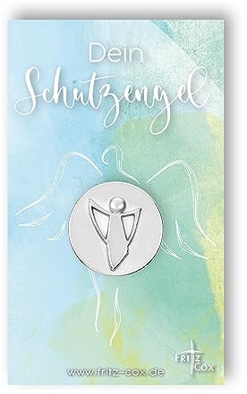 Fritz Cox Engelmünze Dein Schutzengel auf Geschenkkarte | aus Metall | mit persönlicher Geschenkkarte | Kleiner persönlicher Engel | Durchmesser 2,3cm