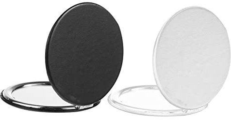 Angoily Lot de 2 Miroirs Compacts Pliables Portables, Format Poche Rond Blanc et Noir, Miroir Cosmétique Double Face, Voyage et Usage Extérieur, sans Accessoires