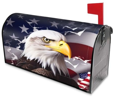 Copertura magnetica per cassetta delle lettere con stampa di aquila calva con bandiera americana e statunitense, impermeabile, per casa, giardino, cortile, 45,7 x 53,3 cm, 64,8 x 53,3 cm