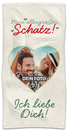 Print Royal PR Handtuch personalisiert mit Foto - Personalisiertes Handtuch Bedrucken - Mein allergrößter Schatz - Geschenk zum Valentinstag für Freund und Freundin| 100 x 50 cm