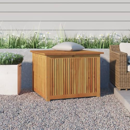 Festnight Kissenbox Outdoor Auflagenbox Holz Garten Gartenbox Kissentruhe Aufbewahrungsbox Garten Holztruhe Gartentruhe Truhenbank 75x75x58 cm