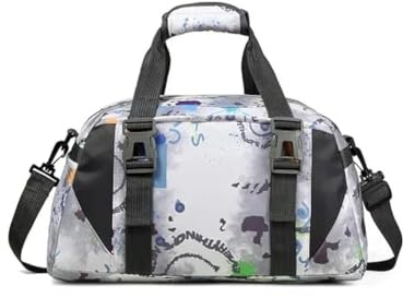 Sport gymväskor för kvinnor yogaväska balettdans duffelväska för flickor övernattningsväskor för flickor helgväskor, Graffiti, S, Handbagage storlek