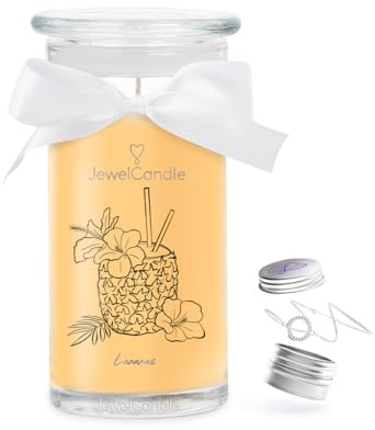 JuwelKerze L'ananas Armband Silber - Schmuckkerze 80 Std - große Duftkerze im Glas mit fruchtigem Duft - Kerze mit Schmuck - Geschenke für Frauen