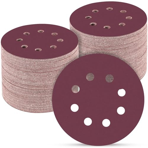 POTUINOM 100 discos de lija de 5 pulgadas, grano 2000, papel de lija redondo de gancho y bucle para lijadora orbital aleatoria