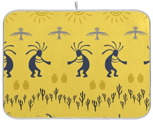 Southwestern Native American African Indian Dish Drying mat Kitchen Counter Gadgets countertop Protector Heat Resistant Heat Resistant mar Extra Large Drying mat for Dishes 18 x 24