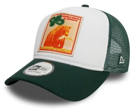 New Era California Berretto da Camionista Orso Stati Uniti Regolabile Cappello Cappellino da Baseball A-Frame Bianco Verde
