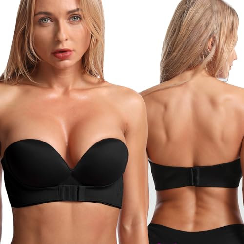 BKEPDY Reggiseni Fascia Donna Reggiseno Senza Spalline a Forma di Cuore Push up Imbottito Strapless Bra Senza Ferretto Invisibile Comfort per Abiti Scollati Matrimoni Feste