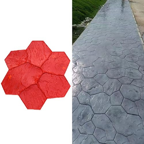 UrbanUp Molde Piedra Piel Texturizada de Hormigón con Forma de Flor de Ciruelo Rojo, Moldes de Estampado Concreto de Flores de Piedra, Tapete Flexible para Aceras Y Paredes Exteriores