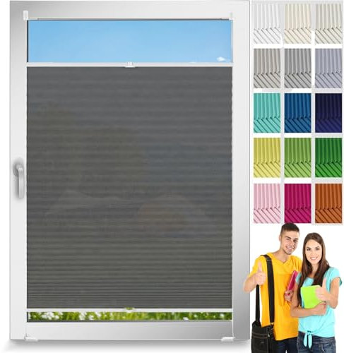 Plissee Ohne Bohren Klemmfix 30 x 40 cm, Plissee Ohne Bohren Nach Maß, Plissee Ohne Bohren Zum Klemmen, Klemmfix Plissee Ohne Bohren, für Fenster & Tür, Grau