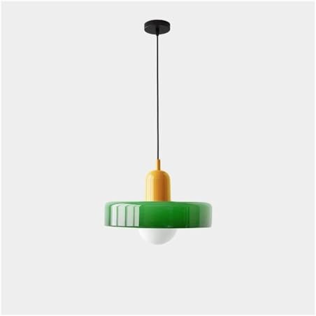LUOYAOB Modern Pendelleuchte Mid Century Modern Kronleuchter Grünes Glas Pendelleuchte Vintage Farmhouse Coastal Hanging Ceiling Lamp for Over Table Dinning Room Restaurant Flur(Green+Yellow)