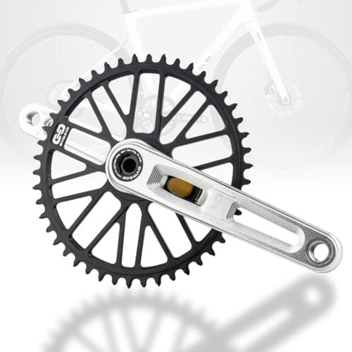 HZXQCVB Gravel Rennrad Kurbelgarnitur 165/170/175mm Integriert Hohl Kurbelarm Satz 40T/42T/44T/46T/48T GXP Einfaches Kettenblatt Kompatibel Für 7-12 Geschwindigkeit(175mm Silver,44T)