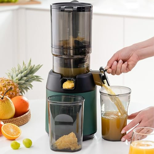 Exprimidor Masticador De 13 Cm Con Conducto De AlimentacióN Grande, MáQuinas Exprimidoras Lentas De 160 Nm, Extractor De Jugo Para Frutas Y Verduras Enteras, FáCil De Limpiar,Green