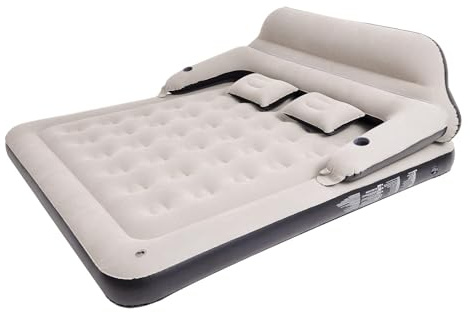 RAPTAVIS Colchón de aire tamaño King con cabecero y almohada, cama inflable para exteriores durante la noche