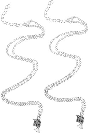 Homoyoyo 2stücke Waldhorn-halskette Aus Metall Mit Hornanhänger Für Damen Klassische Charm-halskette Modische Schmuck Für Musikliebhaber
