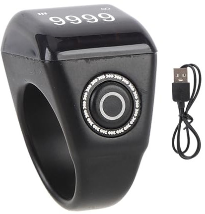 TOPINCN Hand Tally Clicker Smart Digital Finger Tally Counter mit IP67 Regensicher, 15 Tage Akkulaufzeit, Unterstützt 9.999 Zählungen, Gebetszeit Erinnerungen, Mobile App -Konnektivität