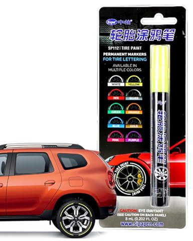 Rotulador de pintura de neumáticos, resistente al agua, tinta líquida y resistente | Herramienta de retoque para goma, metal, piedra, vidrio y, perfecto para coches, motos y creaciones